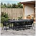 Set da pranzo per il giardino  10 pezzi con cuscini in rattan nero polipropilene, Tavolo da giardino allungabile  antracite (140-210)x90x73 cm in acciaio - Foto miniatura 4