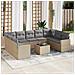 Set Divano da Giardino 10 pz con Cuscini Beige in Polyrattan - Foto miniatura 2