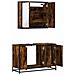 Set Mobili da Bagno 2 pz Rovere Fumo in Legno Multistrato - Foto miniatura 8