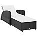 Lettino Prendisole Con Cuscino Bianco Crema In Polyrattan Nero - Foto miniatura 1