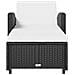 Lettino Prendisole Con Cuscino Bianco Crema In Polyrattan Nero - Foto miniatura 4
