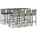 Set Bar Da Giardino 9 Pz Con Cuscini In Polyrattan Grigio - Foto miniatura 2