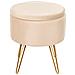 Pouf Contenitore Silas Velluto Beige Chiaro - Foto miniatura 3