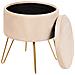 Pouf Contenitore Silas Velluto Beige Chiaro - Foto miniatura 4