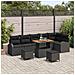 Set divani giardino 9 pezzi cuscini  Nero Polyrattan Acacia, Divano giardino 2 posti cuscini  Nero Polyrattan, Set pranzo giardino 3 pezzi cuscini  Nero Polyrattan Acacia - Foto miniatura 2