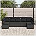 Set di Divano da Giardino  7 Pezzi con Cuscini Nero Polyrattan, Divano da Giardino  2 Posti con Cuscini Nero Polyrattan - Foto miniatura 3