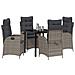 Set da Pranzo per Giardino 5 pcs Grigio polyrattan - Foto miniatura 3