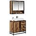 Set di mobili per il bagno con cassetto 2 pcs Legno vecchio - Foto miniatura 3