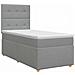Letto box spring con materasso Grigio Chiaro Singolo Tessuto - Foto miniatura 1
