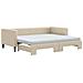 Divano Letto Estraibile Con Materassi Crema 90x200 Cm Tessuto - Foto miniatura 1