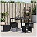 Sgabelli Da Giardino Con Cuscini 4pz Neri 41x41x36cm Polyrattan - Foto miniatura 3