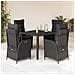 Set da Pranzo da Giardino 5 pz Nero con Cuscini in Polyrattan - Foto miniatura 5