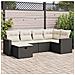Set Divano da Giardino 6 pz con Cuscini Nero in Polyrattan - Foto miniatura 5
