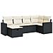 Set Divano da Giardino 6 pz con Cuscini Nero in Polyrattan - Foto miniatura 1