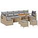 Set da Giardino  da 10 Pezzi con Cuscini Beige Polirattan Acacia, Divano da Giardino  da 2 Posti con Cuscini Beige Polirattan, Set da Pranzo da Giardino  da 3 Pezzi con Cuscini Beige Polirattan Acacia - Foto miniatura 1
