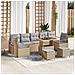 Set da Giardino  da 10 Pezzi con Cuscini Beige Polirattan Acacia, Divano da Giardino  da 2 Posti con Cuscini Beige Polirattan, Set da Pranzo da Giardino  da 3 Pezzi con Cuscini Beige Polirattan Acacia - Foto miniatura 2