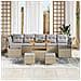 Set da Giardino  da 10 Pezzi con Cuscini Beige Polirattan Acacia, Divano da Giardino  da 2 Posti con Cuscini Beige Polirattan, Set da Pranzo da Giardino  da 3 Pezzi con Cuscini Beige Polirattan Acacia - Foto miniatura 3