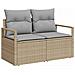 Set da Giardino  da 10 Pezzi con Cuscini Beige Polirattan Acacia, Divano da Giardino  da 2 Posti con Cuscini Beige Polirattan, Set da Pranzo da Giardino  da 3 Pezzi con Cuscini Beige Polirattan Acacia - Foto miniatura 6