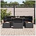 Set da Pranzo da Giardino da 7 Pezzi con Cuscini Nero Poly Rattan Acacia - Foto miniatura 3