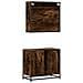 Set Mobili da Bagno 2 pz Rovere Fumo in Legno Multistrato - Foto miniatura 7