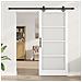 Porta Scorrevole  con Set di Hardware Bianca 93x211 cm in Legno Massello di Pino, Porta Interna  con Vetro 'ORKDAL'Bianca 93x211x4 cm - Foto miniatura 3