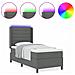 Letto a molle con materasso Grigio scuro 100 x 200 cm Tessuto - Foto miniatura 4