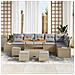 Set Divano da Giardino con cuscino 10 pcs Beige Poly Rattan - Foto miniatura 3