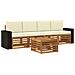 Set di divani da esterno con cuscino 5 pcs Naturale e Crema - Foto miniatura 1