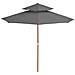 Ombrellone A Due Livelli Con Palo In Legno 270 Cm Antracite - Foto miniatura 3