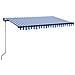 Tenda da Sole Retrattile Manuale con LED 400x350 cm Blu Bianco - Foto miniatura 1