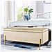 Cassapanca Pouf Contenitore Panca Sgabello Poggiapiedi In Tessuto Velluto Beige - Foto miniatura 5