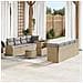 Set di divani da giardino  11 pezzi con cuscini beige polyrattan acacia, Divano da giardino  2 posti con cuscini beige polyrattan, Set da pranzo da giardino  3 pezzi con cuscini beige polyrattan acacia - Foto miniatura 2