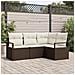 Set Divano da Giardino 4 Pezzi con Cuscini Marrone Rattan Poliestere, Divano da Giardino 2 Posti con Cuscini Marrone Rattan Poliestere - Foto miniatura 2