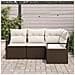 Set Divano da Giardino 4 Pezzi con Cuscini Marrone Rattan Poliestere, Divano da Giardino 2 Posti con Cuscini Marrone Rattan Poliestere - Foto miniatura 3