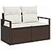 Set Divano da Giardino 4 Pezzi con Cuscini Marrone Rattan Poliestere, Divano da Giardino 2 Posti con Cuscini Marrone Rattan Poliestere - Foto miniatura 4