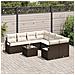 Set divano da giardino  a 9 pezzi con cuscini in polyrattan marrone, Divano da giardino  da due posti con cuscini in polyrattan marrone - Foto miniatura 3