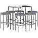 Set Bar da Giardino 7 pz con Cuscini in Polyrattan Grigio - Foto miniatura 3