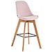Sgabello Alto Scandinavo Metz in Velluto I Sgabello da Bancone 4 Gambe con Poggiapiedi I Sedia Bar con Schienale H76CM Rosa Natura - Foto miniatura 1
