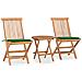 Set da Pranzo Giardino Pieghevole 3 pz Cuscino Massello di Teak - Foto miniatura 1