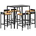 Set Bar Giardino 7 Pz Nero Polyrattan E Legno Massello Acacia - Foto miniatura 3