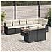 Set Divani Giardino 9 Pezzi Cuscini Rattan Nero Acacia,  Divano Giardino 2 Persone Ripostiglio Cuscini Rattan Nero - Foto miniatura 3