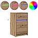 Comodino con luci LED Rovere Artisanale Legno ingegnerizzato - Foto miniatura 4