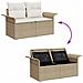 Set Divano da Giardino con cuscino 5 pcs Beige Poly Rattan - Foto miniatura 9