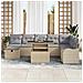 Set Divano da Giardino con cuscino 9 pcs Beige Poly Rattan - Foto miniatura 3