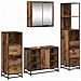 Set di mobili per il bagno con cassetto 4 pcs Legno vecchio - Foto miniatura 1