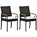 Sedie da giardino 2 pcs Nero e Bianco Crema Polyrattan e acacia - Foto miniatura 1