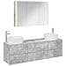 Set di mobili per il bagno 4 pcs Grigio Cemento - Foto miniatura 1