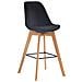 Sgabello Alto Scandinavo Metz in Velluto I Sgabello da Bancone 4 Gambe con Poggiapiedi I Sedia Bar con Schienale H76CM Nero Natura - Foto miniatura 1