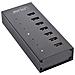 USB 3.2 Gen. 1 7 porte Hub Custodia in alluminio con alimentatore, nero - Foto miniatura 6