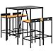 Set Bar Giardino 5 Pz Nero Polyrattan E Legno Massello Acacia - Foto miniatura 1